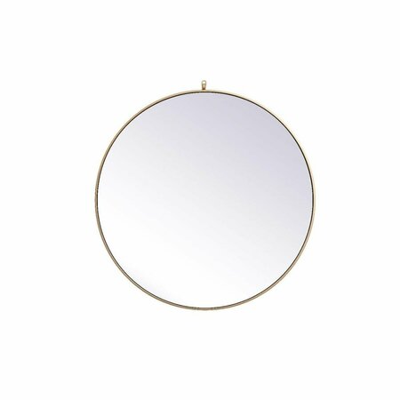 BLUEPRINTS 39 in. Metal Frame Round Mirror with Decorative Hook, Brass BL2221373